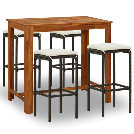 Set Bar da Giardino 5 pz con Cuscini Marrone