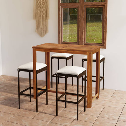 Set Bar da Giardino 5 pz con Cuscini Marrone