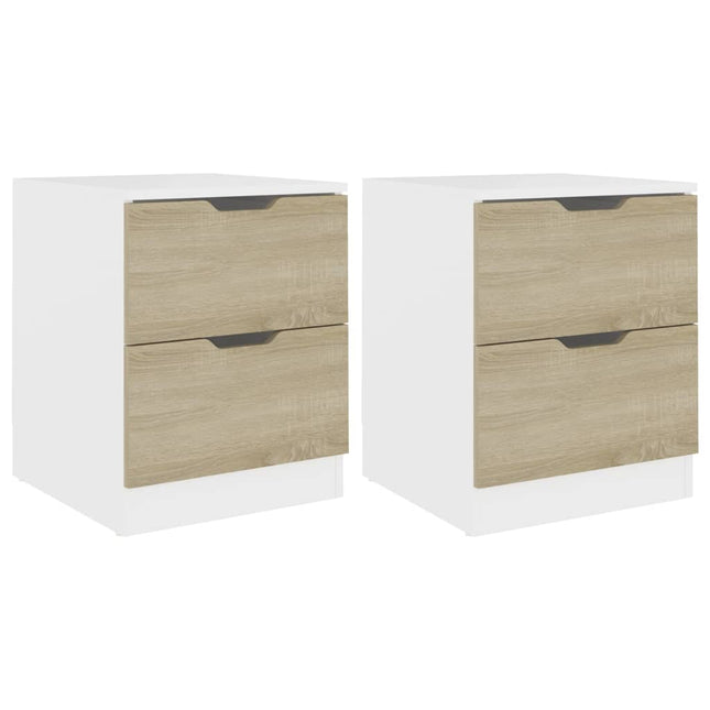 Comodini 2pz Bianco Rovere Sonoma 40x40x50cm Legno Multistrato