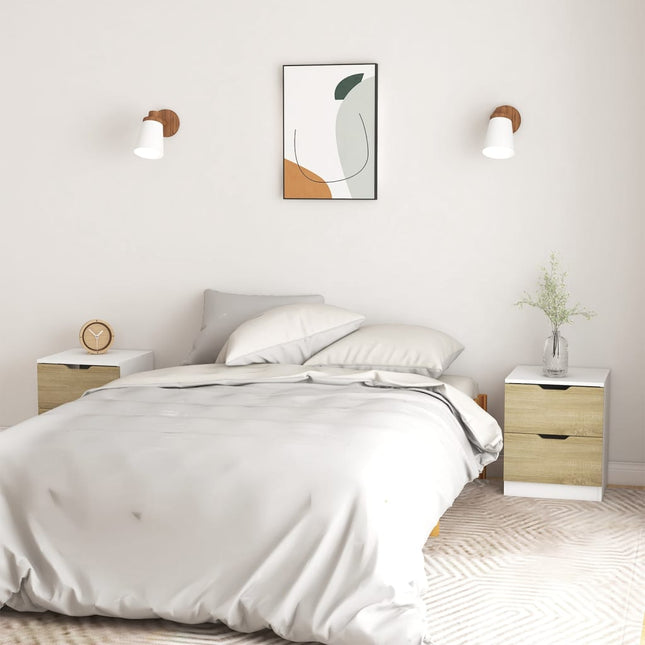Comodini 2pz Bianco Rovere Sonoma 40x40x50cm Legno Multistrato