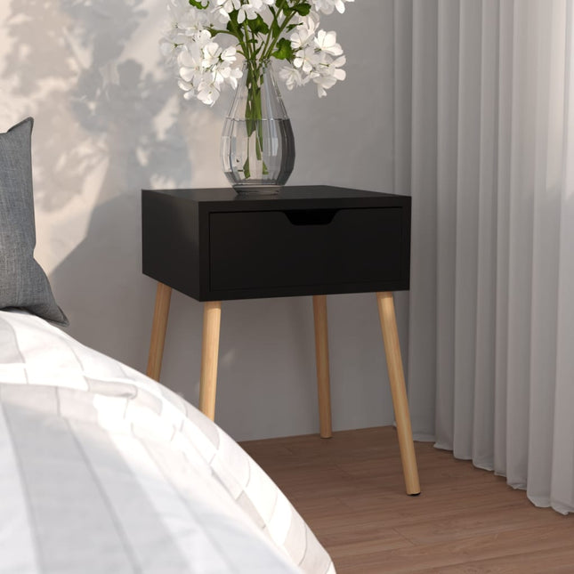 Comodino Nero 40x40x56 cm in Legno Multistrato