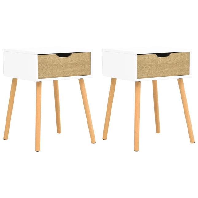 Comodini 2pz Bianco Rovere Sonoma 40x40x56cm Legno Multistrato
