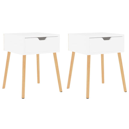 Comodini 2pz Bianco Lucido 40x40x56 cm in Legno Multistrato