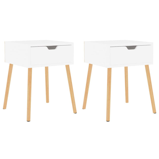 Comodini 2pz Bianco Lucido 40x40x56 cm in Legno Multistrato