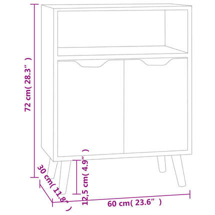 Credenza Grigio Cemento 60x30x72 cm in Legno Multistrato