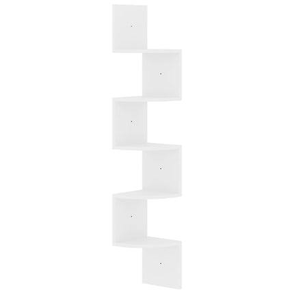 Scaffale Angolare a Muro Bianco Lucido 19x19x123 cm Multistrato