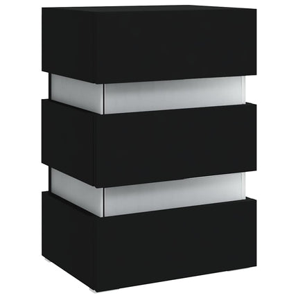 Comodino con Luci LED Nero 45x35x67 cm in Legno Multistrato
