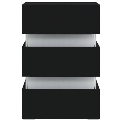 Comodino con Luci LED Nero 45x35x67 cm in Legno Multistrato