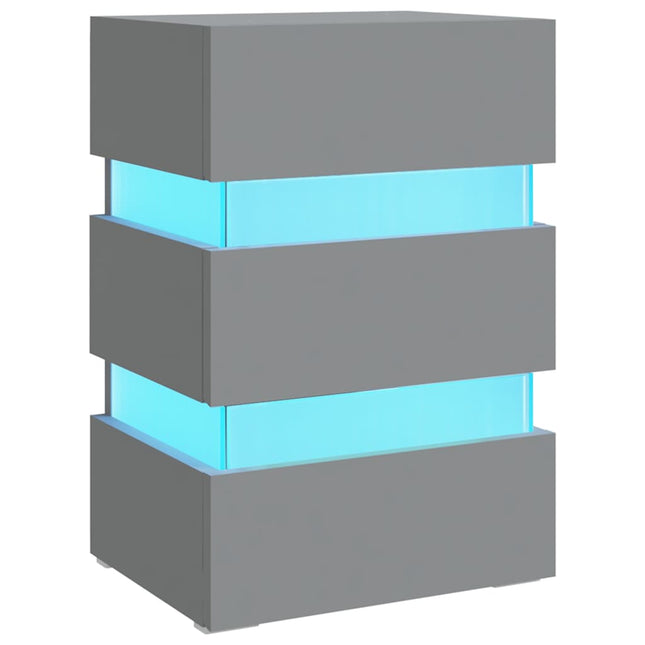Comodino con Luci LED Grigio 45x35x67 cm in Legno Multistrato