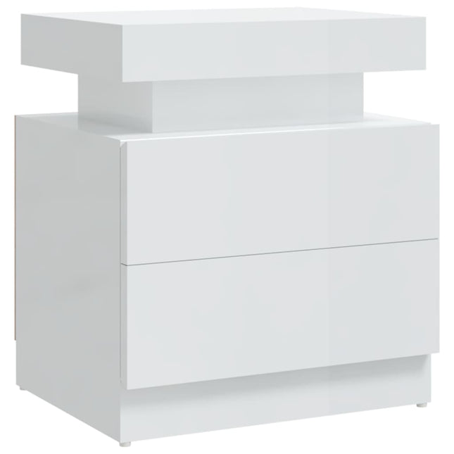 Comodino Bianco Lucido 45x35x52 cm in Legno Multistrato