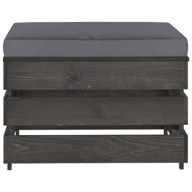 Ottomana Modulare con Cuscino Grigio in Legno Impregnato