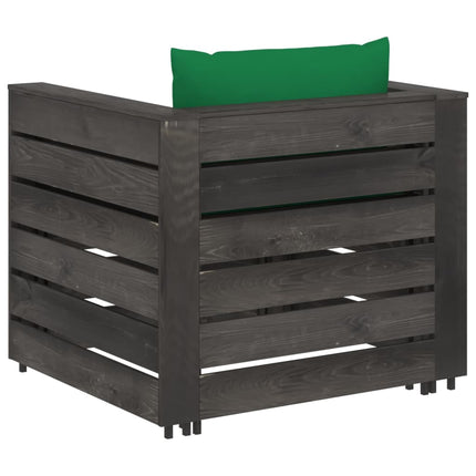 Set Salotto da Giardino 2pz con Cuscini Legno Impregnato Grigio