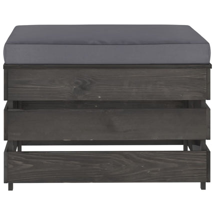 Set Salotto da Giardino 3pz con Cuscini Grigio Legno Impregnato