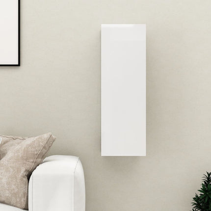 Mobile Porta TV Bianco Lucido 30,5x30x90cm in Legno Multistrato