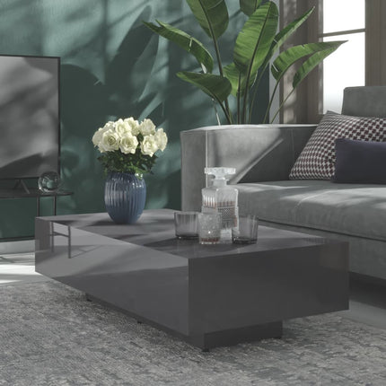 Tavolino da Salotto Grigio Lucido 115x60x31cm Legno Multistrato