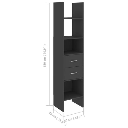 Libreria Grigia 40x35x180 cm in Legno Multistrato