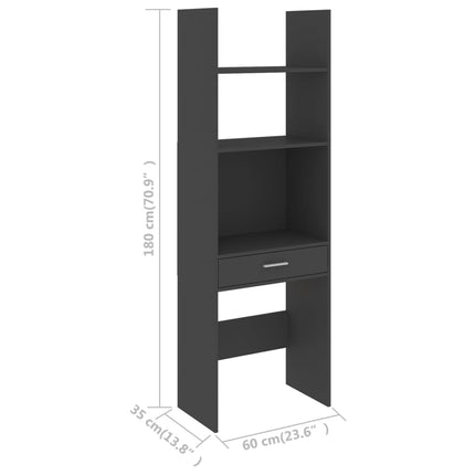Libreria Grigia 60x35x180 cm in Legno Multistrato