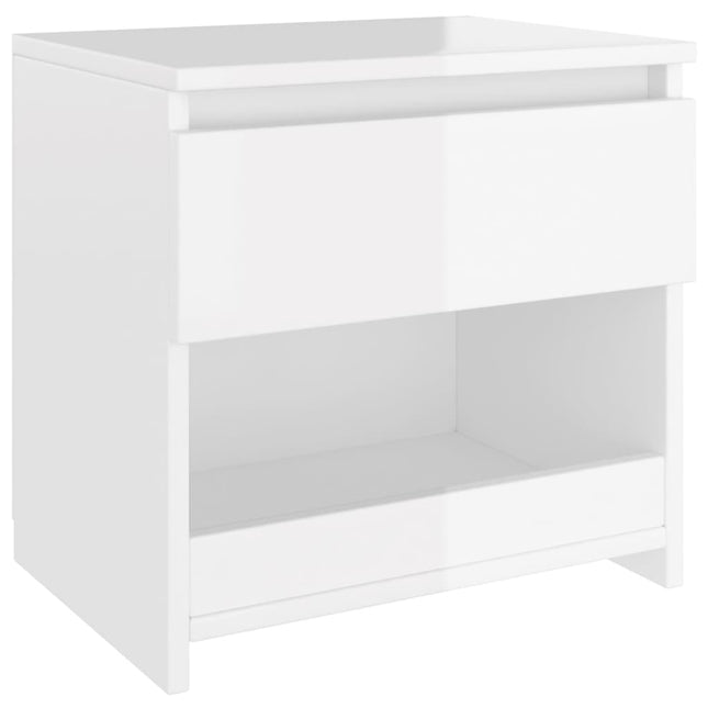Comodino Bianco Lucido 40x30x39 cm in Legno Multistrato