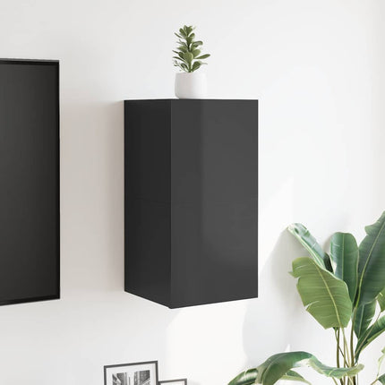 Mobili Porta TV a Parete 2pz Grigio Lucido 30,5x30x30 cm