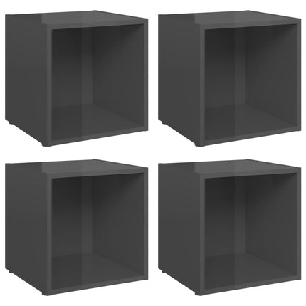 Mobili Porta TV 4pz Grigio Lucido 37x35x37 cm Legno Multistrato