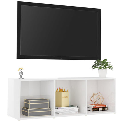 Mobile Porta TV Bianco Lucido 107x35x37 cm in Legno Multistrato