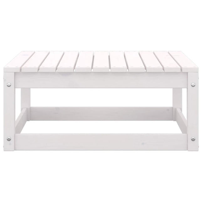 Poggiapiedi da Giardino 70x70x30 cm Bianco in Legno di Pino