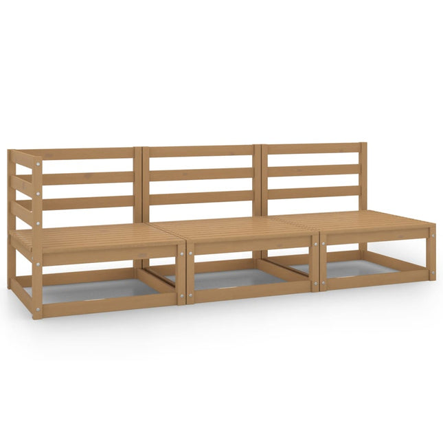 Set Salotto da Giardino 3 pz Ambrato in Legno Massello di Pino