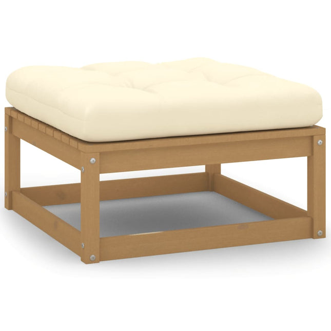 Poggiapiedi da Giardino e Cuscini 2 pz Marrone ambra Legno Pino