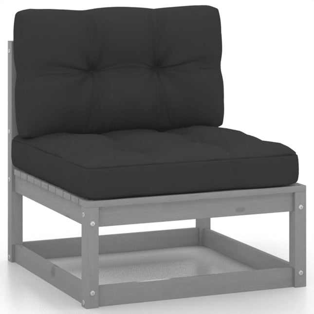 Set Divani da Giardino 2 pz Grigio Cuscini Massello di Pino
