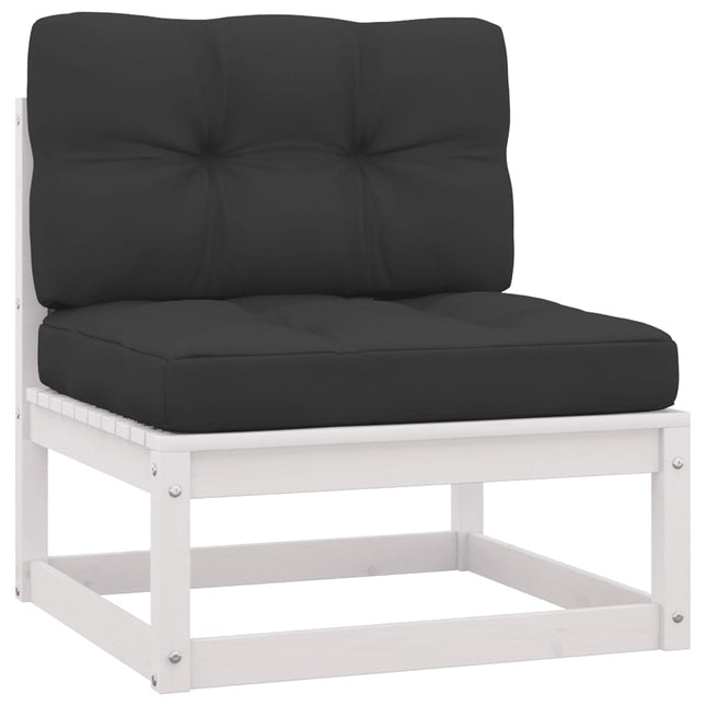 Set Divani da Giardino 2 pz Cuscini Bianchi Massello di Pino