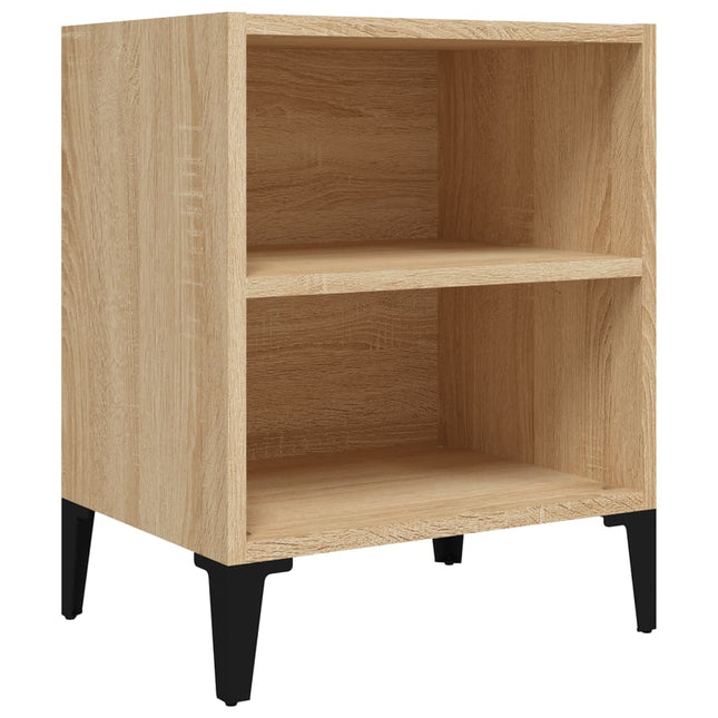 Comodino con Gambe in Metallo Rovere Sonoma 40x30x50 cm