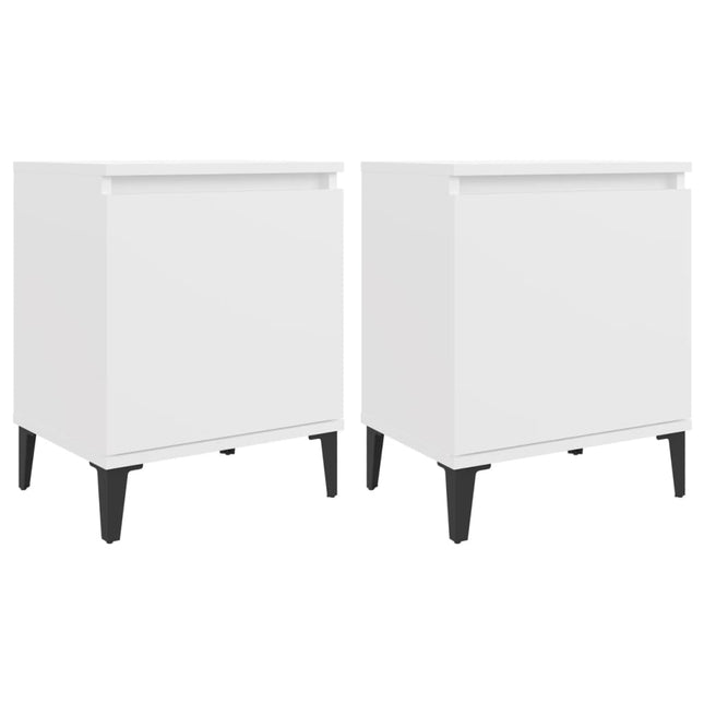 Comodini con Gambe in Metallo Bianco 40x30x50 cm