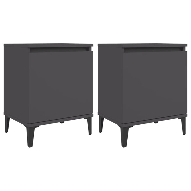 Comodini con Gambe in Metallo Grigio 40x30x50 cm