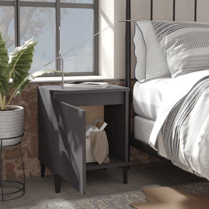 Comodini con Gambe in Metallo Grigio 40x30x50 cm