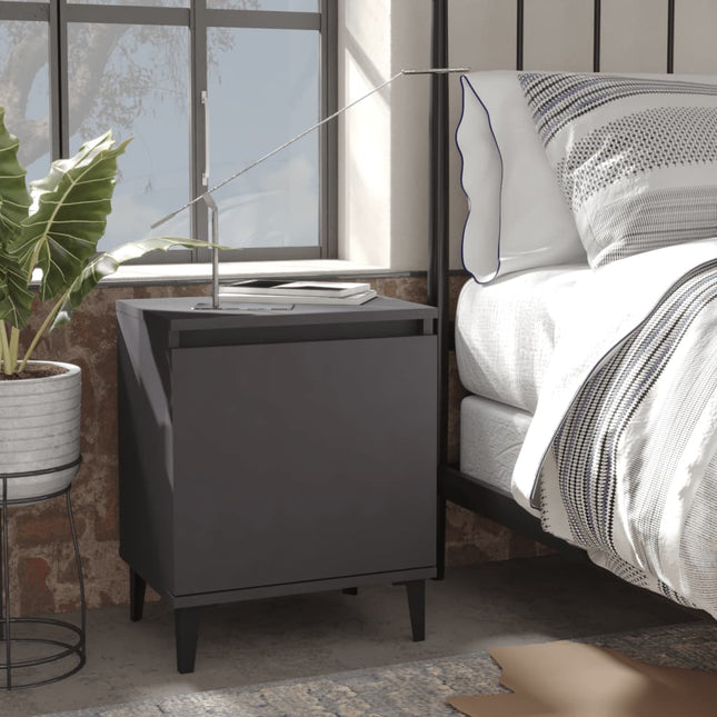 Comodini con Gambe in Metallo Grigio 40x30x50 cm