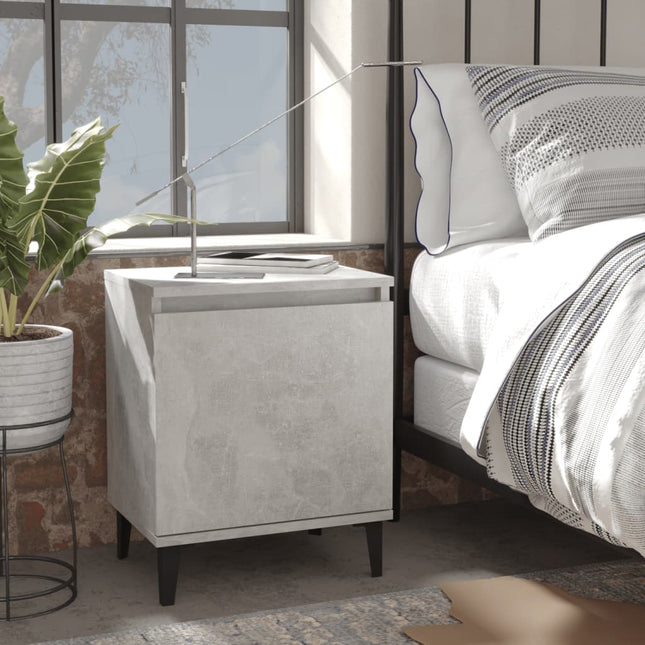 Comodini con Gambe in Metallo Grigio Cemento 40x30x50 cm
