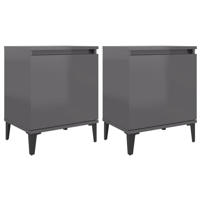 Comodini con Gambe in Metallo Grigio Lucido 40x30x50 cm