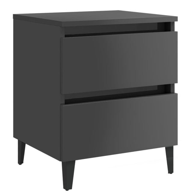 Comodino Grigio Lucido 40x35x50 cm in Legno Multistrato