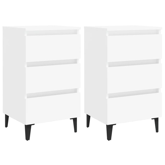 Comodini con Gambe in Metallo Bianco 40x35x69 cm