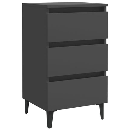 Comodini con Gambe in Metallo 2pz Grigi 40x35x69 cm