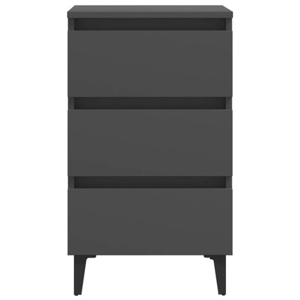 Comodini con Gambe in Metallo 2pz Grigi 40x35x69 cm
