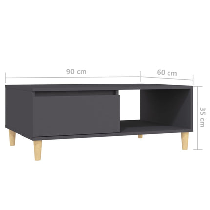 Tavolino da Salotto Grigio 90x60x35 cm in Legno Multistrato