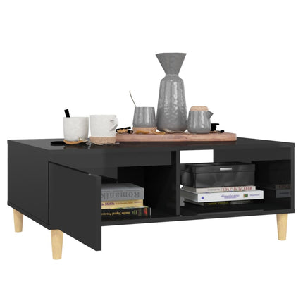 Tavolino da Salotto Nero Lucido 90x60x35 cm Legno Multistrato