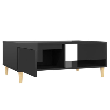 Tavolino da Salotto Nero Lucido 90x60x35 cm Legno Multistrato