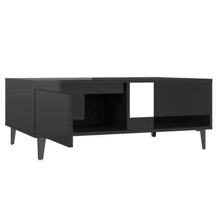 Tavolino da Salotto Nero Lucido 90x60x35 cm Legno Multistrato