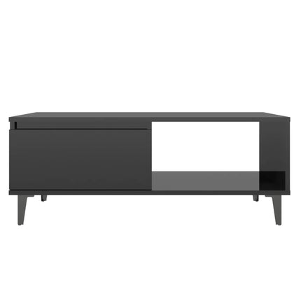 Tavolino da Salotto Nero Lucido 90x60x35 cm Legno Multistrato