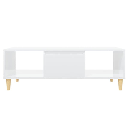 Tavolino Salotto Bianco Lucido 103,5x60x35 cm Legno Multistrato
