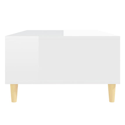 Tavolino Salotto Bianco Lucido 103,5x60x35 cm Legno Multistrato