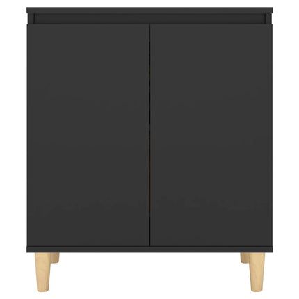 Credenza con Gambe Legno Massello Nera 60x35x70 cm Multistrato