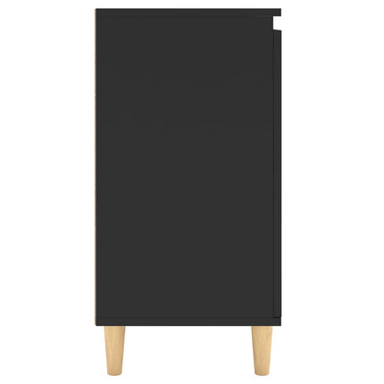 Credenza con Gambe Legno Massello Nera 60x35x70 cm Multistrato